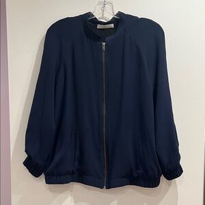 Zara Navy Zip Bomber Jacket